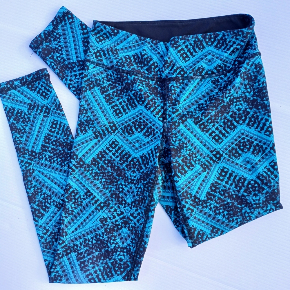 Leggings womens size S Small Live Love Dream Teal Turquoise Blue Pants Casual